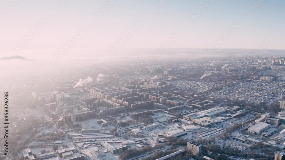 Winter city aerial Winter city aerial