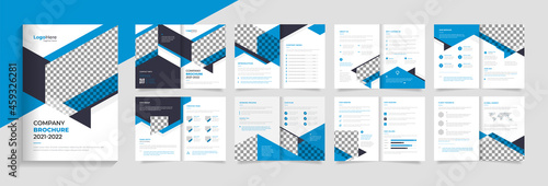 Business 16 pages brochure template design with modern layout  premium vector