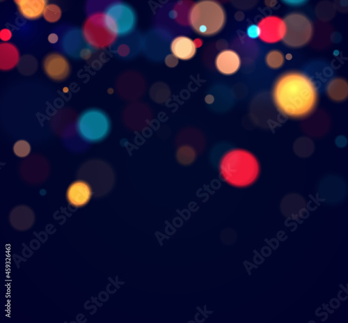 Colorful bokeh lights background. Blurred circle shapes. Vector illustration