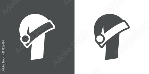 Logotipo con letra inicial I con silueta de gorro de Papá Noel en fondo gris y fondo blanco