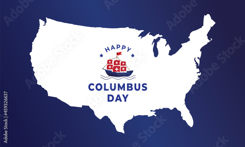 Happy Columbus Day sale promotion, advertising, poster, banner, template with American map. Columbus day wallpaper.