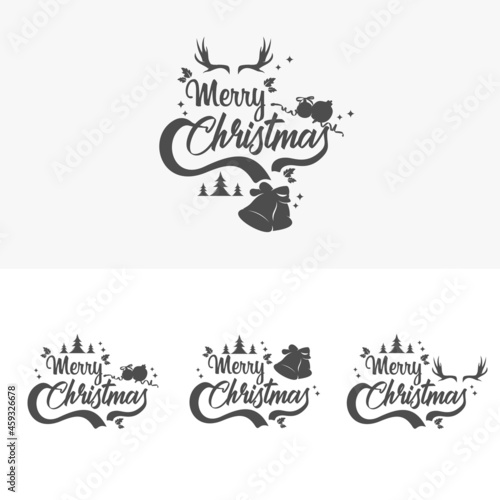 Merry Chrismas and Happy New Year design template illustration vector silhoute