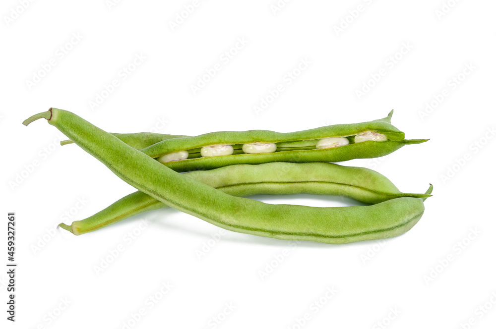 fresh ripe green bean pods isolated on white background fresh ripe green bean pods isolated on white background