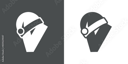 Logotipo con letra inicial V con silueta de gorro de Papá Noel en fondo gris y fondo blanco