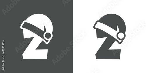 Logotipo con letra inicial Z con silueta de gorro de Papá Noel en fondo gris y fondo blanco