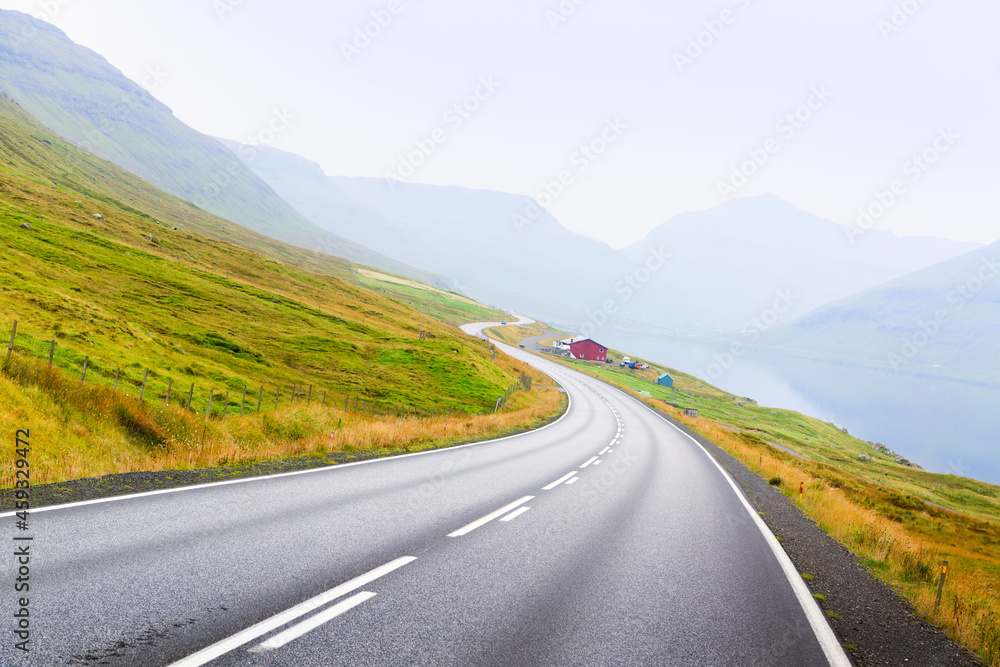 Curve of the road in the mountains to the ocean. Curve of the road in the mountains to the ocean.