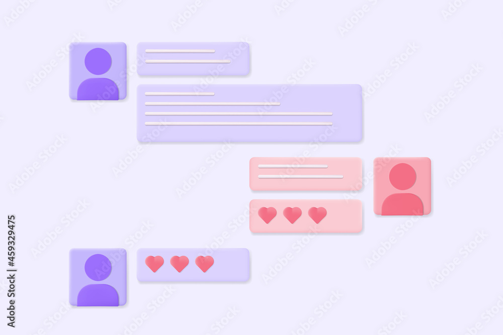 Couple chat illustration with love icon in message Couple chat illustration with love icon in message