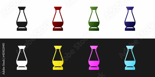 Set Indian vase icon isolated on black and white background. Vector