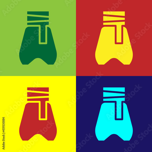 Pop art Cossack pants with a belt icon isolated on color background. Cossack bloomers. Vector