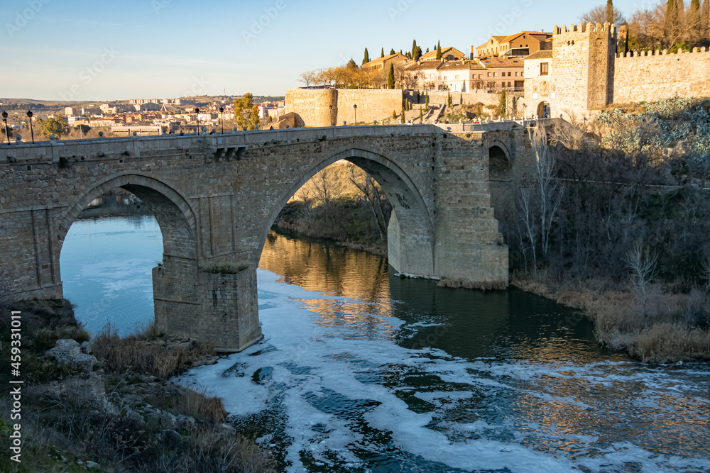 River Tagus as it passes through the city of Toledo. February 2019 Spain