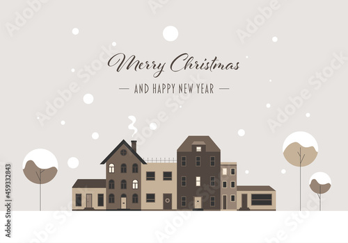 Merry Christmas and happy new Year - Geschenkkarte, Winterlandschaft, Banner	
