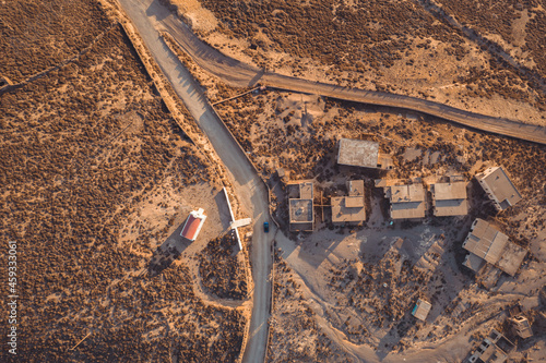 Aerial View of Abandoned Mines in Mykonos Greece