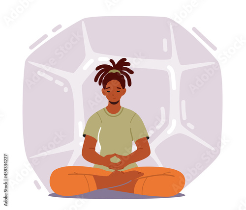 Calm Woman Practicing Yoga Meditation in Lotus Pose for Less Stress and Reaching Nirvana or Zen. Empowerment, Relaxation