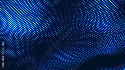 Abstract dot white blue wave gradient texture technology background. © Papapig