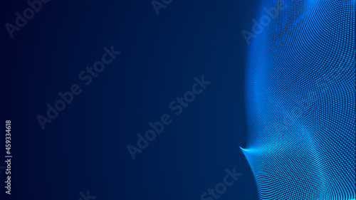 Dot blue wave light screen gradient texture background. Abstract technology big data digital background. 3d rendering.