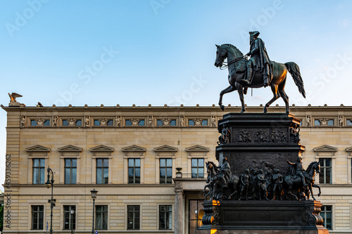 Equestrian statue of King Frederick II of Prussia (Frederick the Great). Cast bronze sculpture by Christian Daniel Rauch at Unter den Linden in Berlin, Germany. photo