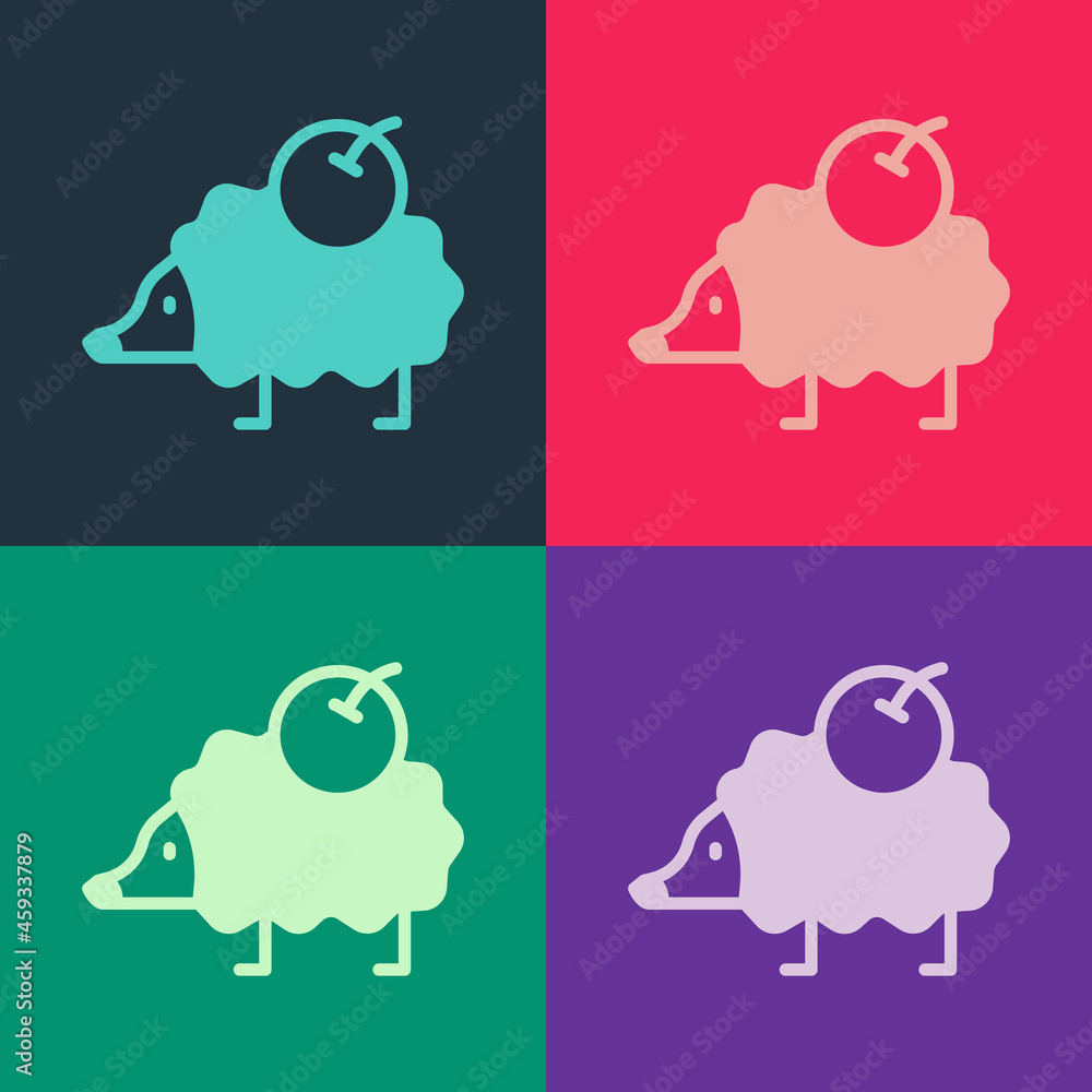 Fototapeta premium Pop art Hedgehog icon isolated on color background. Animal symbol. Vector