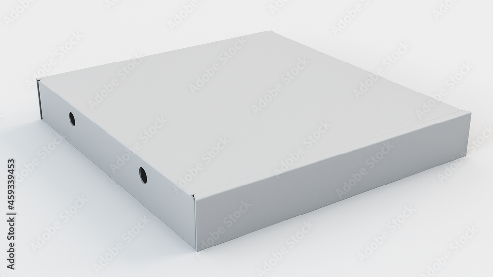Empty pizza box. Isolated on white background. 3d rendering illustration. Empty pizza box. Isolated on white background. 3d rendering illustration.