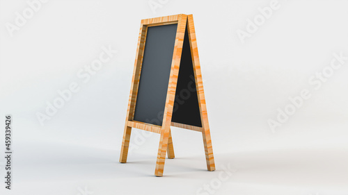Wooden signboard isolated on white background. 3d rendering illustration.