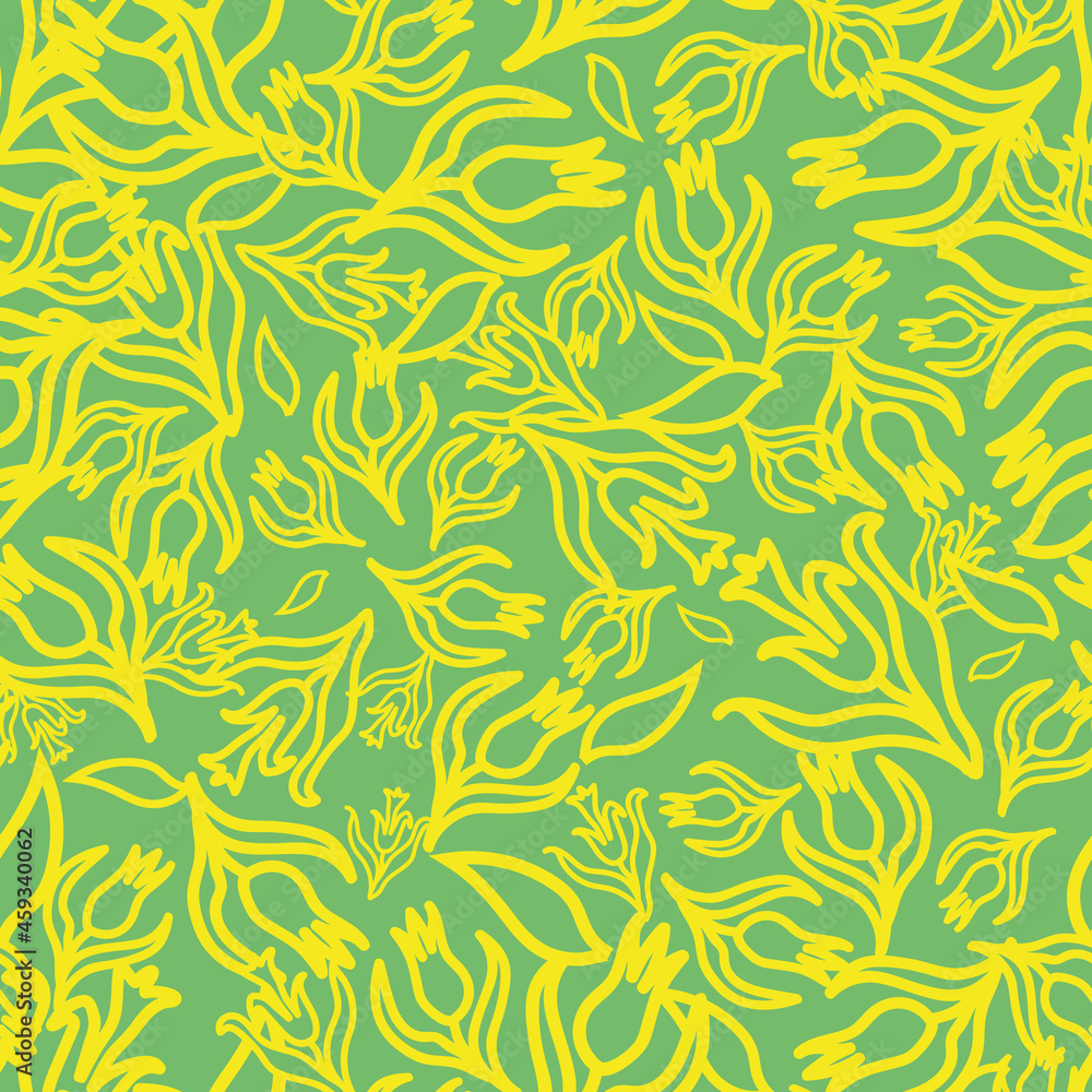Vector Green Turkish Tulips Flowers background pattern Vector Green Turkish Tulips Flowers background pattern