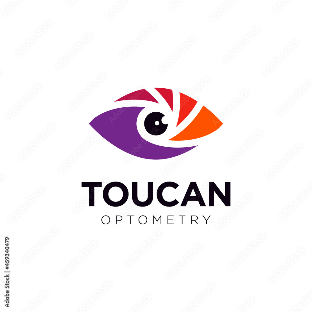 Fotografie toucan optometry logo, vector abstract eye like as head toucan