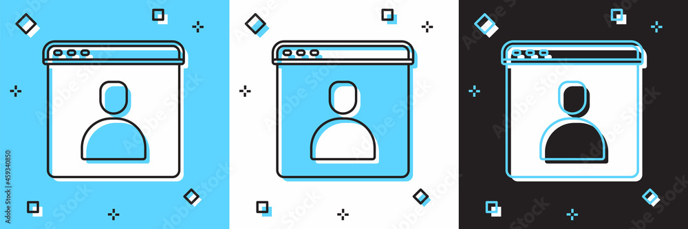 Set Create account screen icon isolated on blue and white, black background. Vector Set Create account screen icon isolated on blue and white, black background. Vector