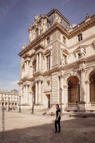 Young tourist walking by Paris center