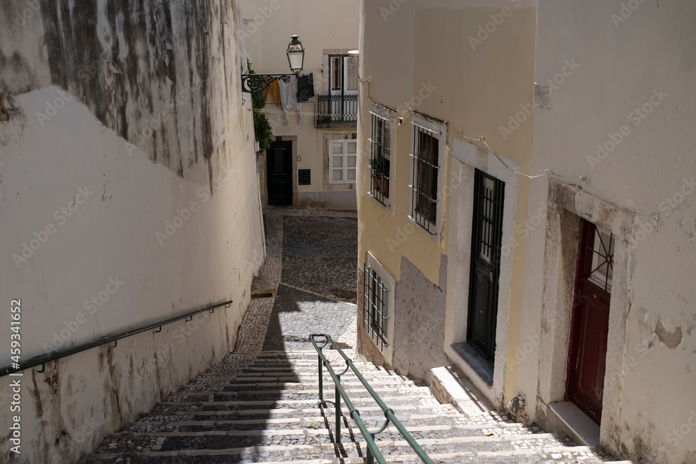 View of the one of old streets of the Alfama district, Portugal.