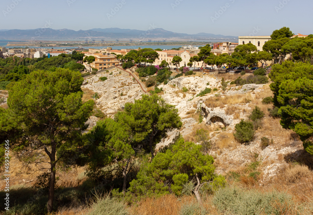 Panoramic view from Castello historic district in Cagliari, Italy