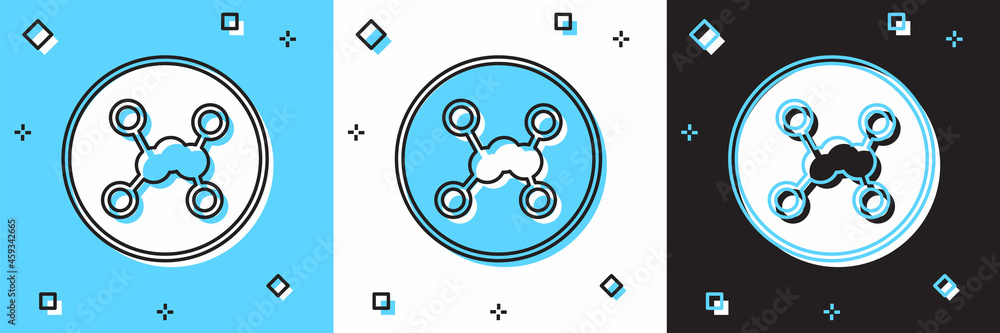 Set Chemical formula icon isolated on blue and white, black background. Abstract hexagon for innovation medicine, health, research and science. Vector Set Chemical formula icon isolated on blue and white, black background. Abstract hexagon for innovation medicine, health, research and science. Vector