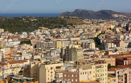 Panoramic view of the city of Cagliari, Italy, from the Castello district, with the Devil's Saddle in the background © Mauro Carli