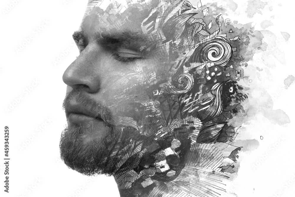 Paintography. Mental health concept depicted in an unusual portrait. Paintography. Mental health concept depicted in an unusual portrait.