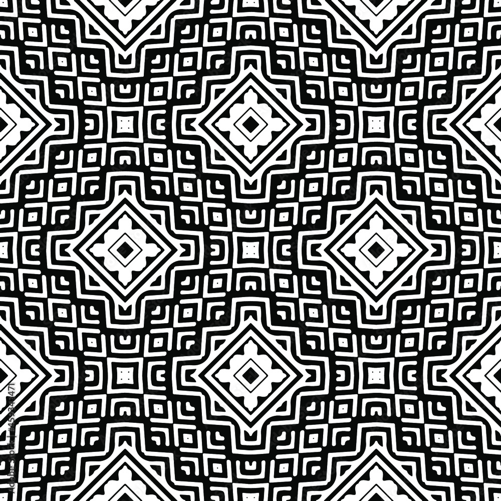 Seamless vector pattern in geometric ornamental style. Black ornament. Seamless vector pattern in geometric ornamental style. Black ornament.
