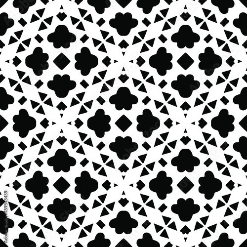 Seamless vector pattern in geometric ornamental style. Black ornament.