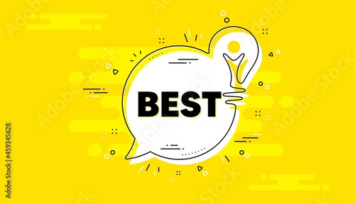 Best promotion text. Idea yellow chat bubble banner. Special offer Sale sign. Advertising Discounts symbol. Best chat message lightbulb. Idea light bulb background. Vector