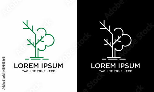 Vector organic tree line icons logo design template.