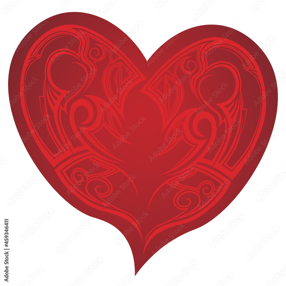 Heart shape tattoo isolated vector illustration. Valentine's day background. Vector heart Icon.
