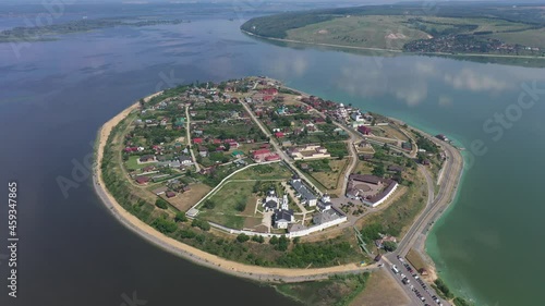 Town Sviyazhsk in Tatarstan region, above view of the island-town in russia  