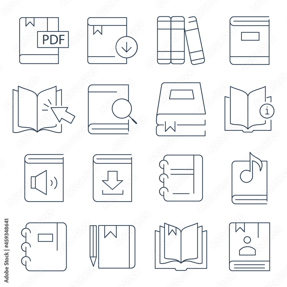book icons set. book pack symbol vector elements for infographic web book icons set. book pack symbol vector elements for infographic web