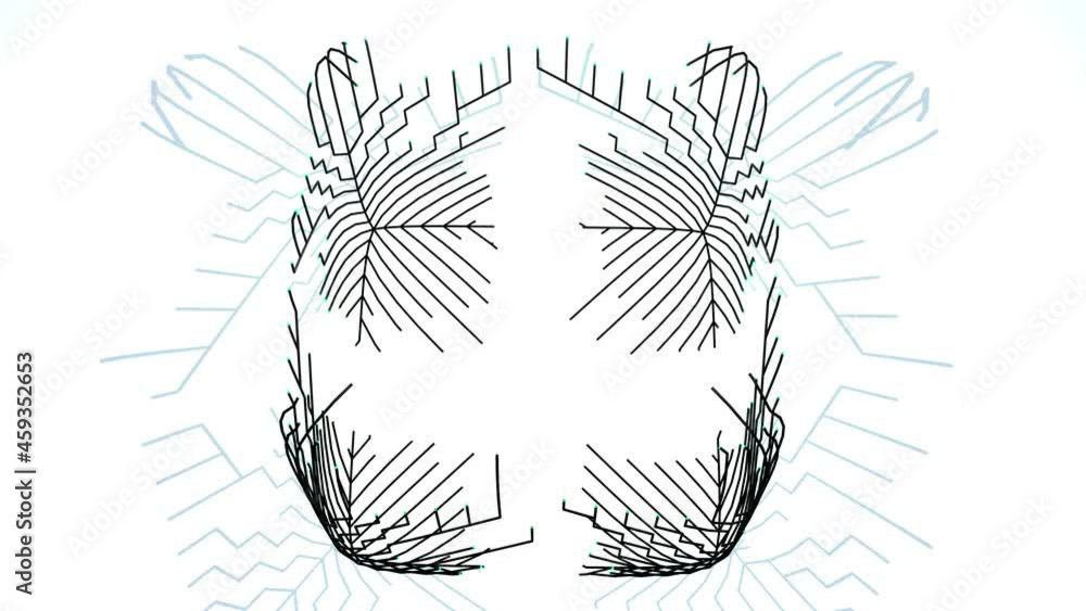 4k abstract black wireframe on white bg. Ai growing geometric pattern ...