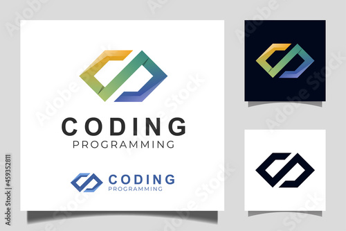Code logo template gradient design icon vector for coding and programming logo design