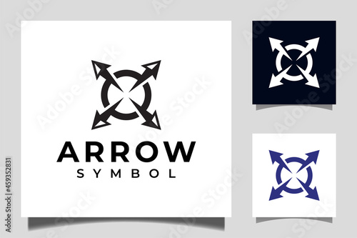 circle arrow target icon vector. Arrowhead Spear for Arrow Hunting vintage Logo Design