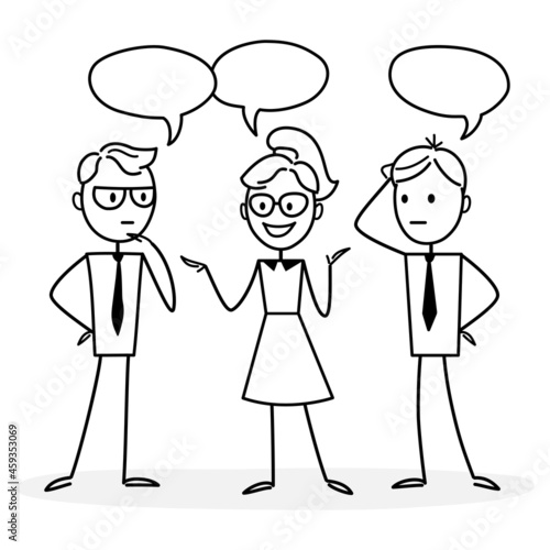 People working in the office, negotiating and discussing issues, solve problems, developing ideas, taking part in business activities. Teamwork. Concept for web design. Vector illustration