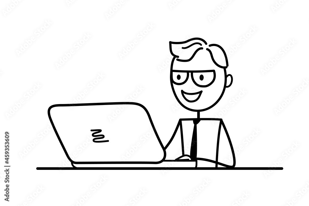 A remote employee communicates via the Internet. Businessman working, taking part in business activities. Telecommuting. Working from home. Online learning. Concept for web design. A remote employee communicates via the Internet. Businessman working, taking part in business activities. Telecommuting. Working from home. Online learning. Concept for web design.