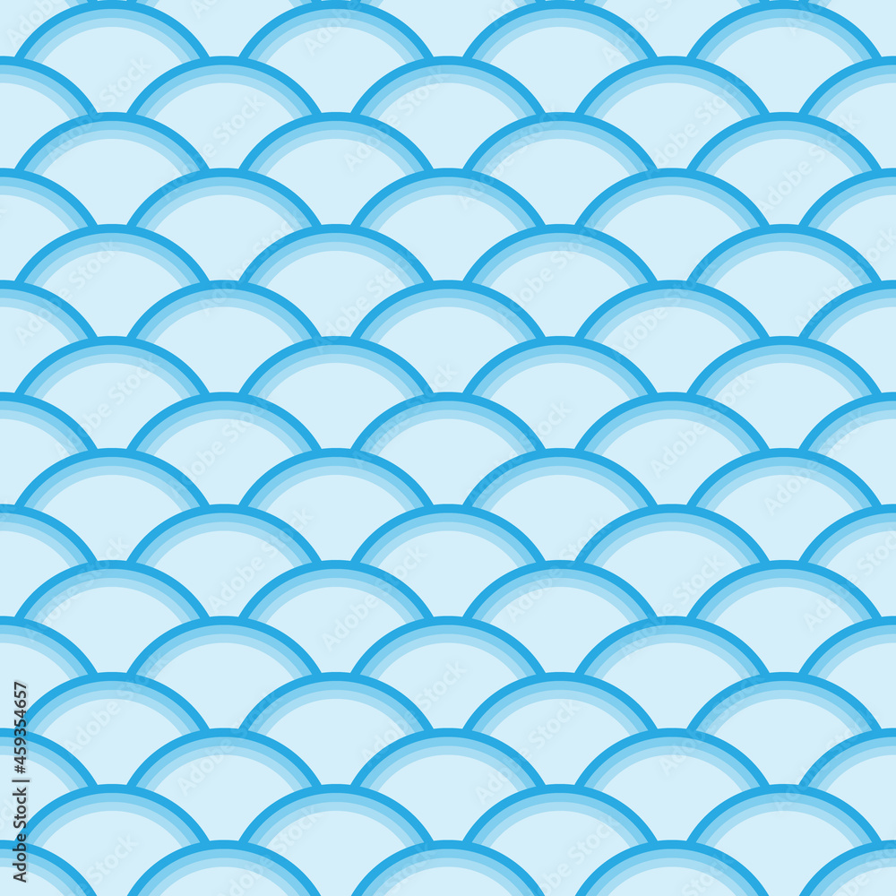 Blue scales seamless pattern. Simple geometric background for textile or paper design