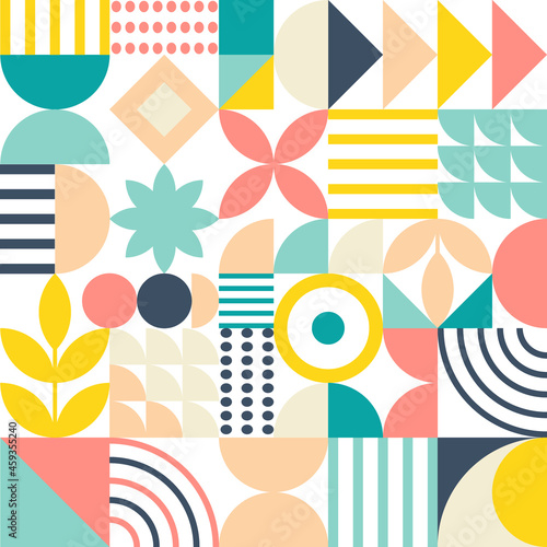 Vector scandinavian pattern. Minimalistic geometric background. Simple cute summer elements.