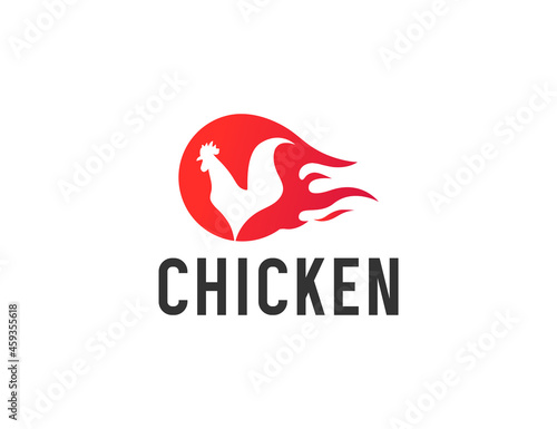 Rooster logo design with fire illustration