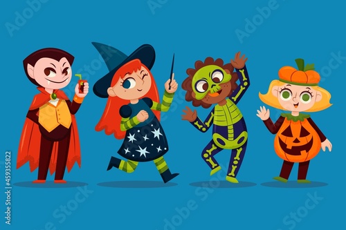 hand drawn halloween kids collection vector design illustration