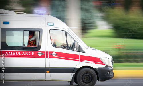 ambulance in motion for an emergency situation