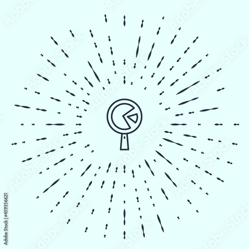 Black line Omelette in frying pan icon isolated on grey background. Omelet in a skillet. Abstract circle random dots. Vector